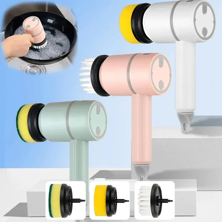 Multifunctional Handheld Power Spin Scrubber With Replaceable Brush Heads